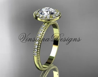 14k Yellow Gold Engagement Ring "Forever One" Moissanite VD10077