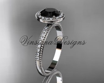 platinum Engagement Ring Black Diamond VD10077