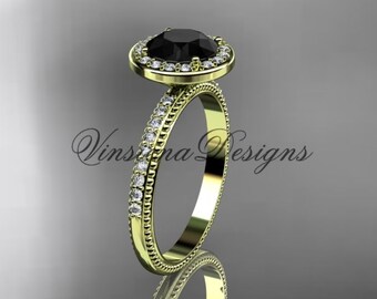 14kt Yellow Gold Engagement Ring Black Diamond VD10077