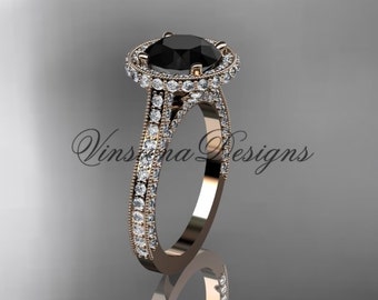 14kt Rose Gold Diamond Wedding Ring Engagement Ring Black Diamond VD10074