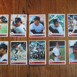 1979 Yankees Topps Baseball Trading Cards, Burger King 1979, Lot of 10, Vintage, Used