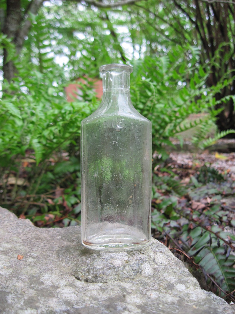 Vintage clear glass cork top medicine bottle Owens bottle Etsy