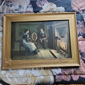 Vintage Framed John Alden and Priscilla New York Pilgrims by Ullman Mfg Co NY