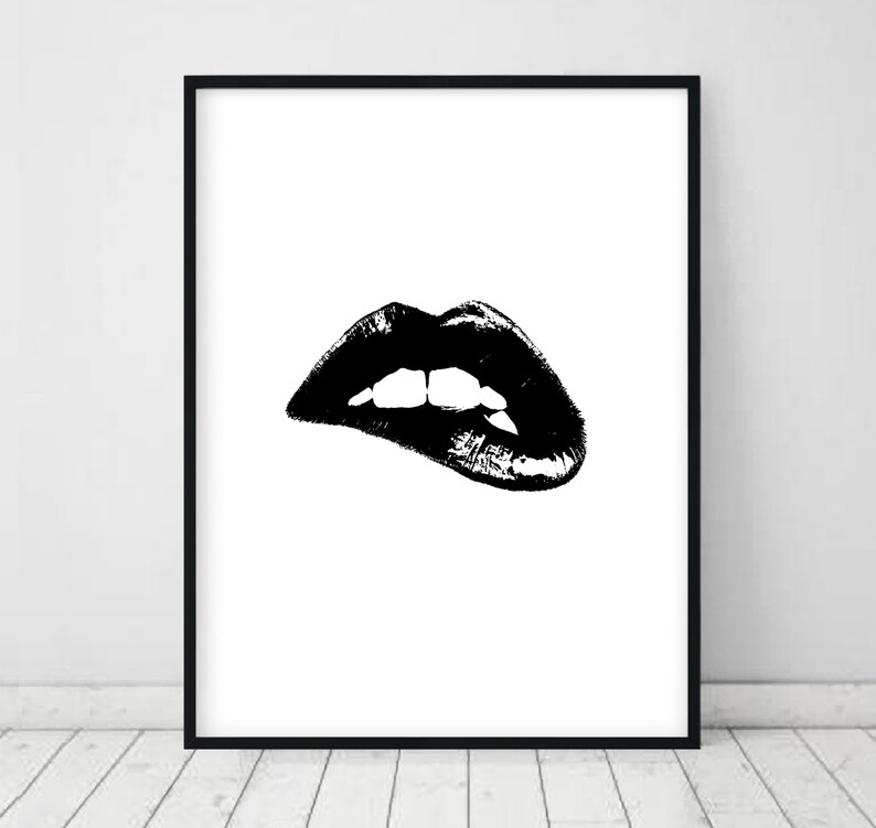 Lips print Lips Wall Art Scandinavian print Fashion Decor | Etsy