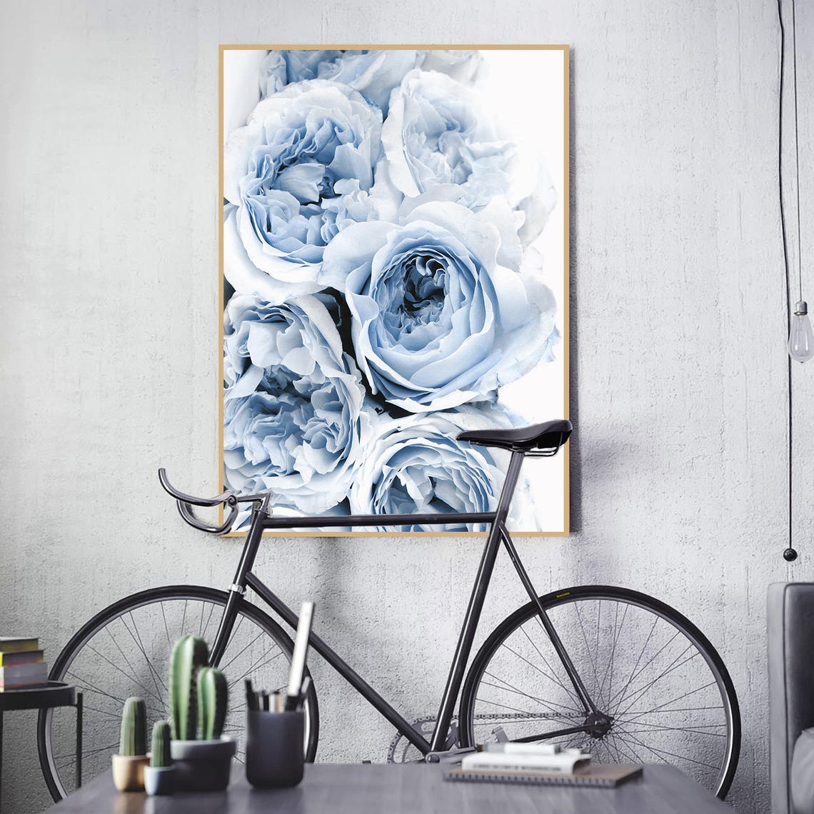 Blue Flower Print Soft Blue Decor Printable Blue Art Etsy