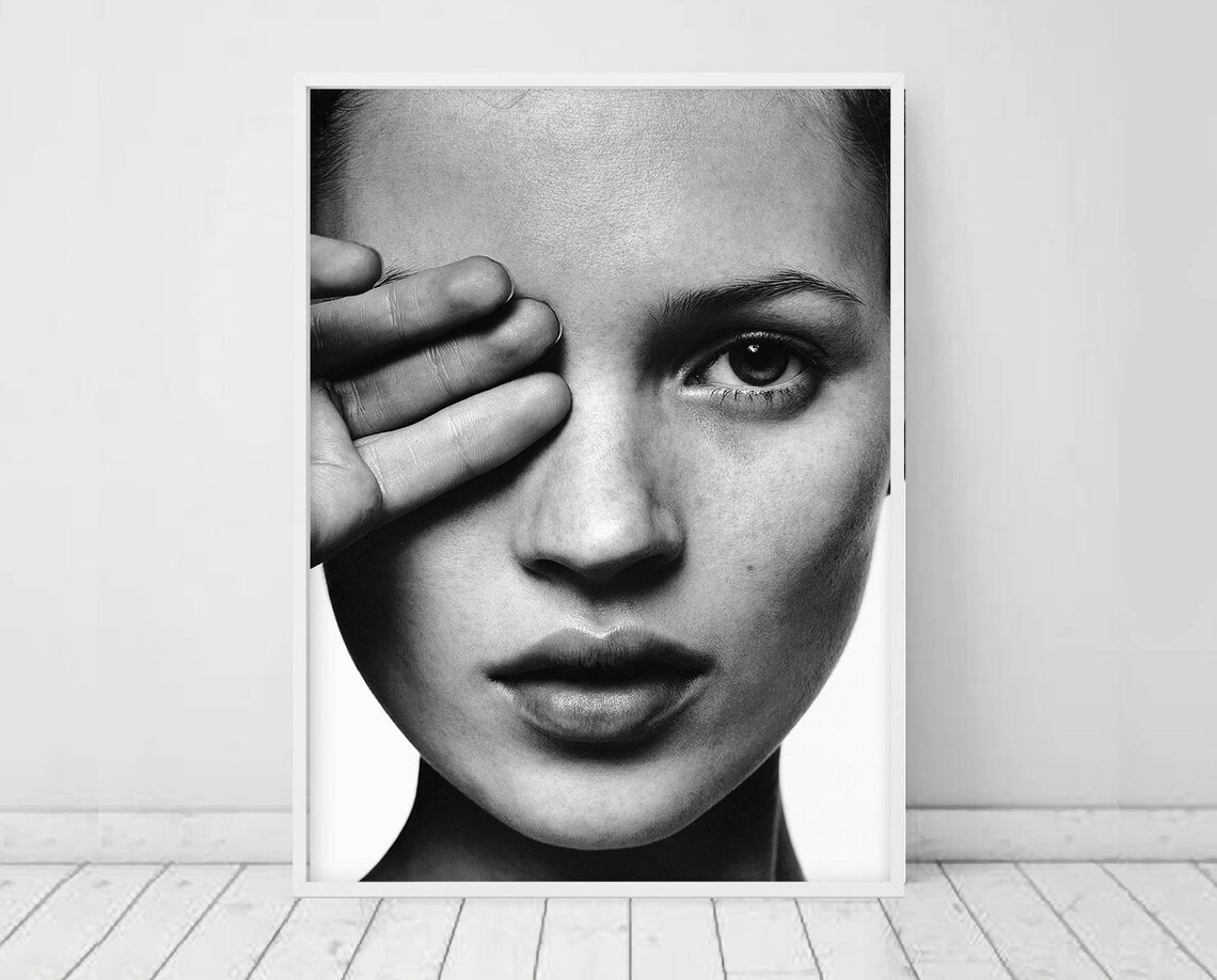 Kate Moss Poster Fashion art Black and white photography Etsy