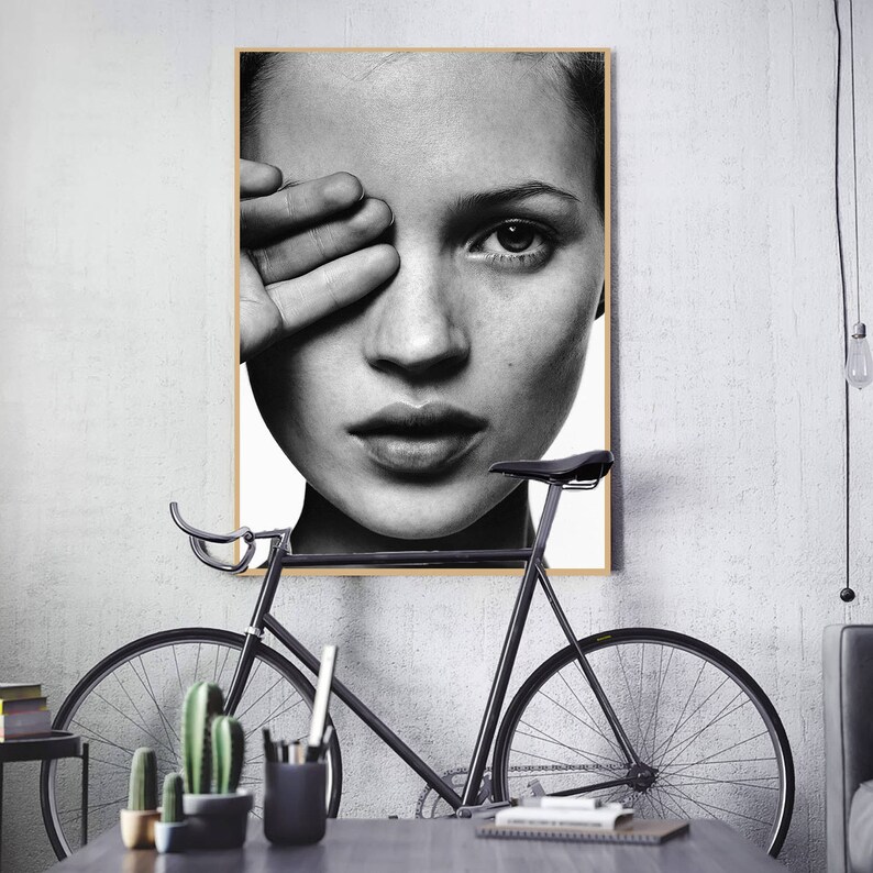 Kate Moss Poster Fashion art Black and white photography Etsy