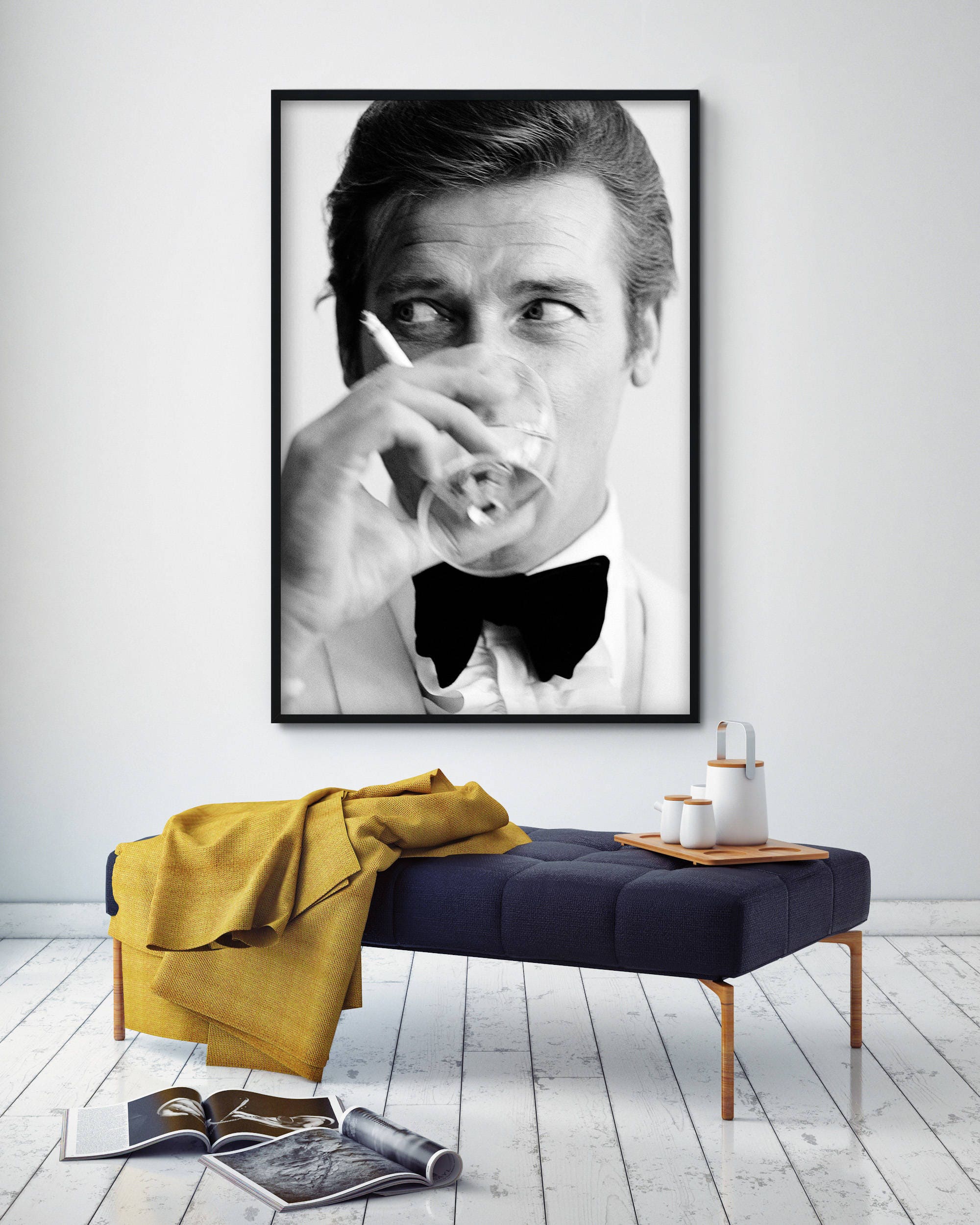Roger Moore poster Bond Martini Roger Moore James Bond Print Etsy