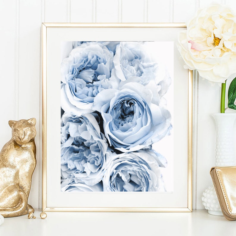 Blue Flower Print Soft Blue Decor Printable Blue Art Etsy