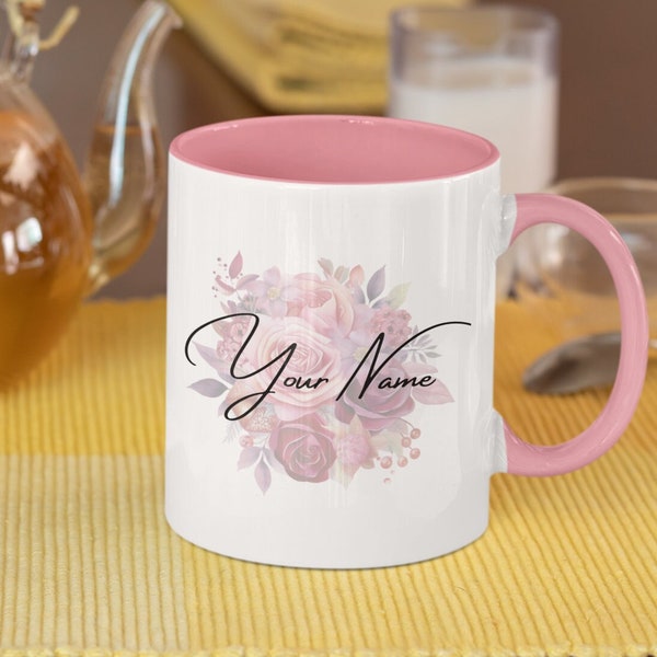 Personalized Inspirational Red Floral Mom Ceramic Mug Mom Birthday Mother's Day Coffee Office Cup Tender Appreciative Gift For Her