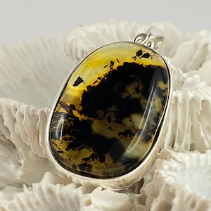 Unique Color Amber Pendant, Natural Baltic Amber And Silver, Genuine Amber Jewelry, Amber Raw Stone, Gift for her, Pendant, unique pendant