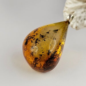 Cloudy Gold Amber Pendant, Natural Baltic Amber And Silver, Genuine Amber Jewelry, Amber Stone, Gift for her, Pendant, unique pendant