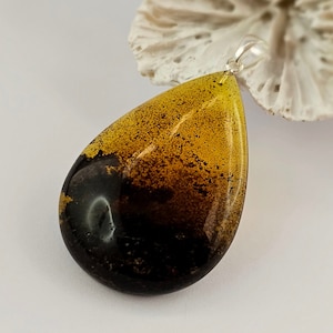 Unique Color Amber Pendant, Natural Baltic Amber And Silver, Genuine Amber Jewelry, Amber Raw Stone, Gift for her, Pendant, unique pendant