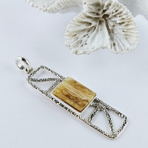 Unique Color Amber Pendant, Natural Baltic Amber And Silver, Genuine Amber Jewelry, Amber Raw Stone, Gift for her, Pendant, unique pendant