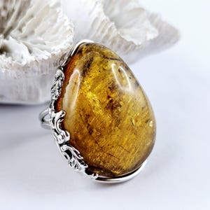 Unique Natural Baltic Amber Ring, Orange Amber Ring, Amber And Sterling Silver Ring, Baltic Amber Jewelry, Amber Gift, Ring for women
