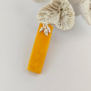 Rechteckiger Butterscotch Bernstein Anhänger, natürlicher baltischer Bernstein und Silber, echter Bernstein Schmuck, Bernstein Tropfen, Geschenk für sie, Tropfen Anhänger, Geschenk