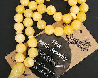 Ø +10mm Royal Baltic Amber Islamic Prayer, 39 Round Beads, 24.30g Rosary, Tesbih, subha, tasbih, misbaha, kehribar, pure amber, كهرمان