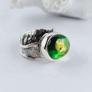 Unique Green Amber, Natural Baltic Amber Ring, unique Amber Ring, Amber And Sterling Silver Ring, Baltic Amber Jewelry, Amber Gift for her