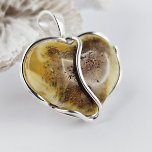 Unique Color Amber Pendant, Natural Baltic Amber And Silver, Genuine Amber Jewelry, Amber Raw Stone, Gift for her, Pendant, unique pendant