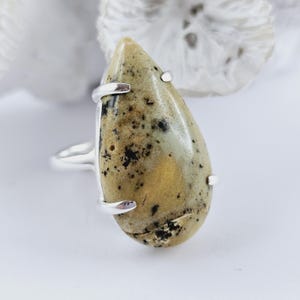Unusual Natural Baltic Amber Ring, White Amber Ring, Amber And Sterling Silver Ring, Baltic Amber Jewelry, Amber Gift For Her, White Amber