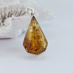 Huge Elegant Shiny Cognac Amber Pendant, Natural Baltic Amber And Silver, Genuine Amber Jewelry, Amber Stone, Gift for her, Pendant, unique