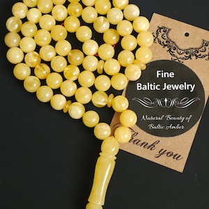 Ø +10mm Royal Baltic Amber Islamic Prayer, 66 Round Beads, 42.68g Rosary, Tesbih, subha, tasbih, misbaha, kehribar, pure amber, كهرمان