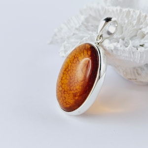 Huge Elegant Shiny Cognac Amber Pendant, Natural Baltic Amber And Silver, Genuine Amber Jewelry, Amber Stone, Gift for her, Pendant, unique