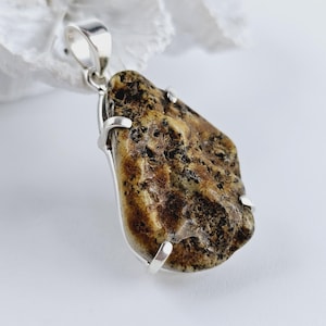 Unique Color Amber Pendant, Natural Baltic Amber And Silver, Genuine Amber Jewelry, Amber Raw Stone, Gift for her, Pendant, unique pendant