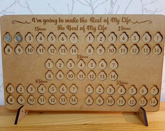 All Oak Personalised Option £ for lb rewards Weight Loss Journey Board