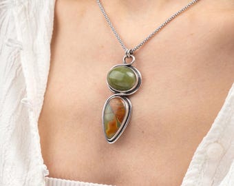 Creek Jasper Opal Necklace – Natural Stone Gemstone Pendant in Sterling Silver