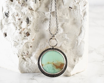 Lemon Chrysoprase Necklace – Handmade 925 Sterling Silver Gemstone Pendant