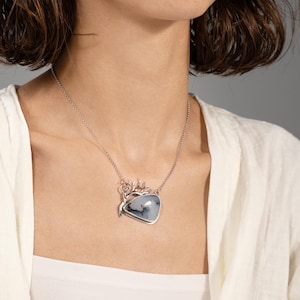 Dendritic Agate Silver Necklace, Handmade Silver Necklace, Natural Stone Silver Necklace