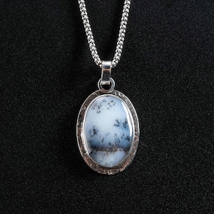 Dendritic Agate Silver Necklace, Handmade Silver Necklace, Natural Stone Silver Necklace, Gemstone Silver Necklace, Dendritic Agate Pendant