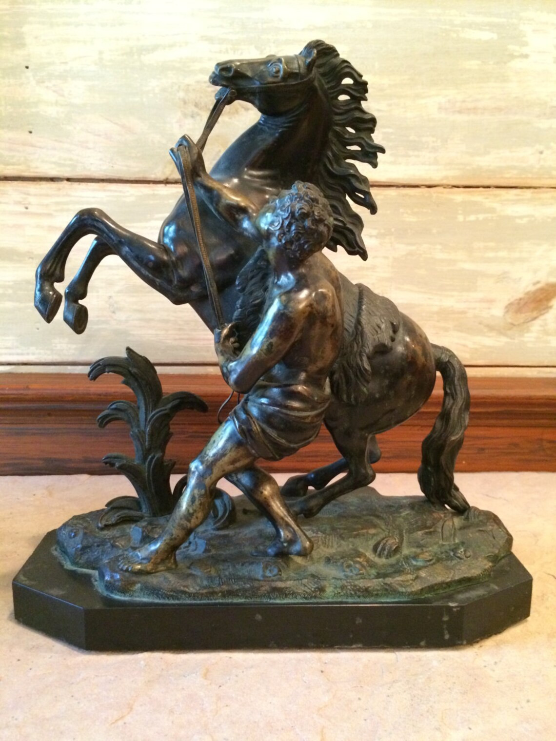 Pair of Bronze Statues Man With Rearing Horse Etsy