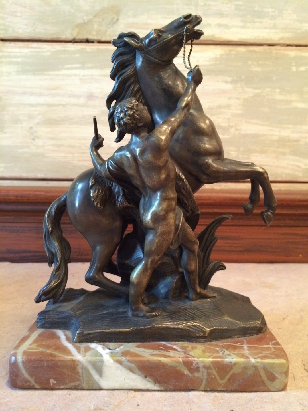 Man With Bucking Horse Bronze Statue Etsy