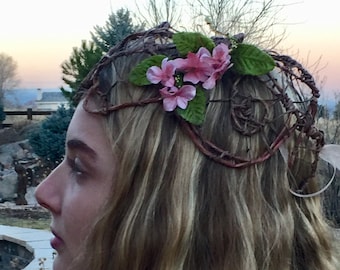 Victoria Pink Forget Me-Not Head Garland (OOAK)