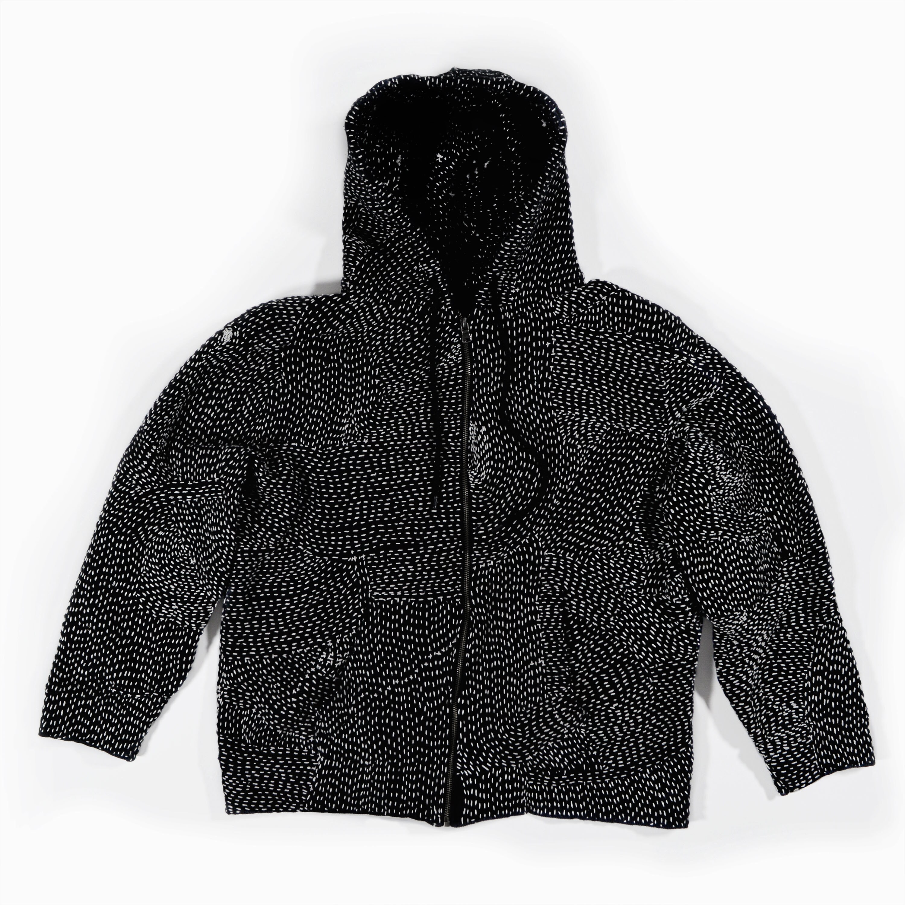 Black Boro Hoodie With Fully Embroidered Hand-stitched
