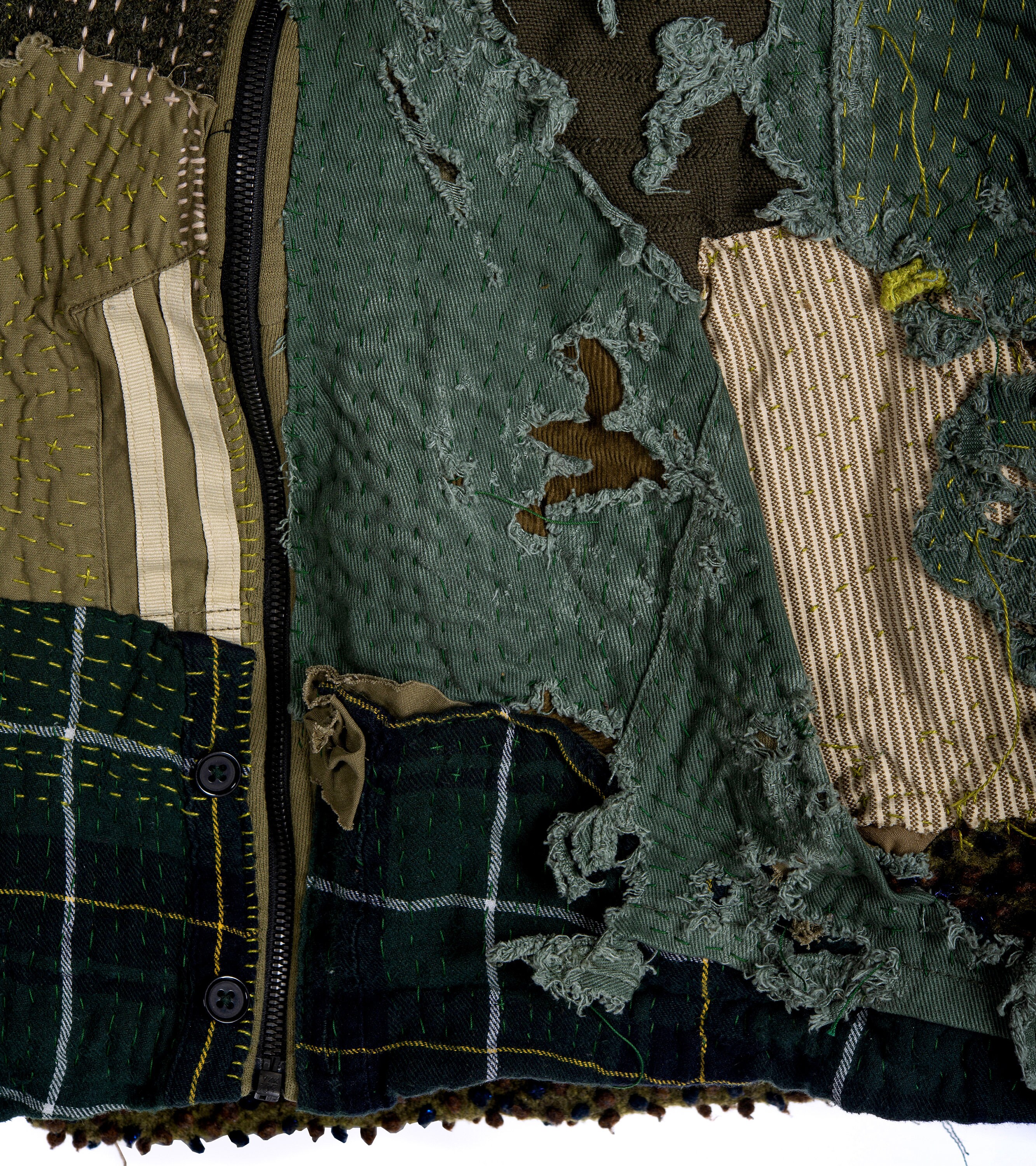 ボロニット 国旗 リメイク BROKEN FLAG SWEATER BORO Hoodie, Khaki Green Boro Hoodie, Reworked Inspired by