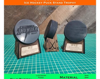 Archivos de corte digital para trofeos con soporte de discos de hockey de madera