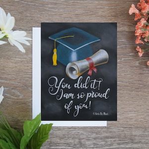Graduation Card, You did it! - Hand Drawn Notecard