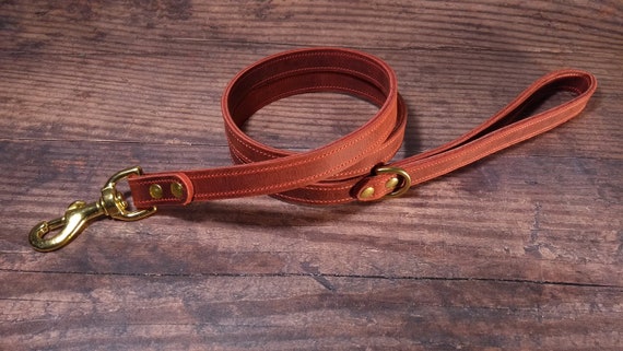 red leather dog lead