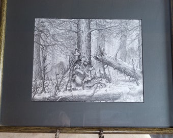 Original Vintage Pencil drawing by Montana  artist Scott Rogers. Purhased from the artist 2002. The drawig is in excellent condition.