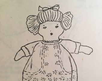 DAISY DOLL Pattern - Vintage 1924 copy of 14" Cloth baby doll from a kit - To SEW with Yarn Hair