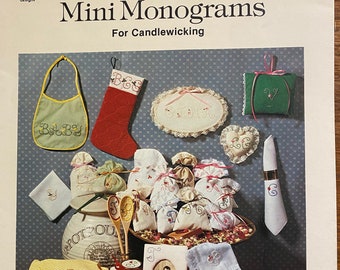 Mini Monograms for Candlewicking Needlepoint Alphabets  - 1983 - Stitch Instructions - Patterns - Diagrams - Full size