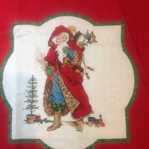 Santa Claus Christmas Fabric PANELs to Sew, 3 - 14&quot; x 14&quot; Ready to Sew - Pillows, Wallhangings, Quilts, clothing etc