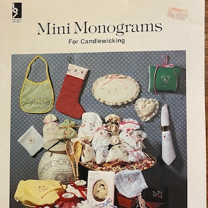 Mini Monograms for Candlewicking Needlepoint Alphabets  - 1983 - Stitch Instructions - Patterns - Diagrams - Full size