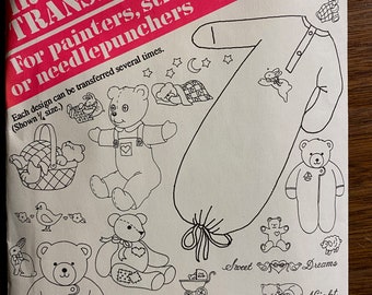 Vintage 1940s Nursery Motifs,Superior Transfer Design For Infants And Toddlers # 164,Use on crib spreads,carriage covers,scarfs,pillows,bibs