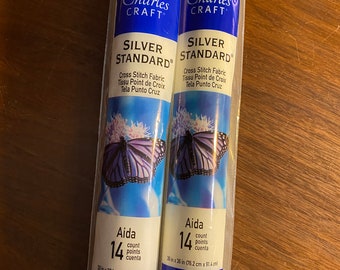 Choose White or Antique White Cross Stitch Fabric by DMC Charles Craft Silver Standard, Aida 14 count 1 pc 30" x 36" - Counted Thread Cloth