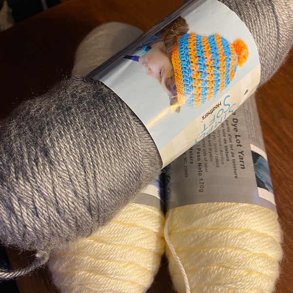 Caron Simply Soft Knitting & Crochet  Yarn - 5 / 6 oz  - 100% Gentle Soft Acrylic  - New -  Made in USA Choose Color: Grey or Off-White