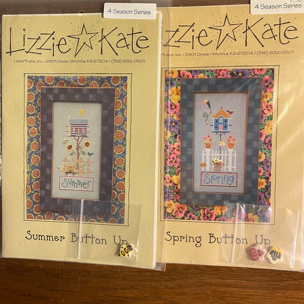 4 Season Series  Cross Stitch Charts - Lizzie / Kate -  Choose Chart - Spring or Summer - each with an embellishment button